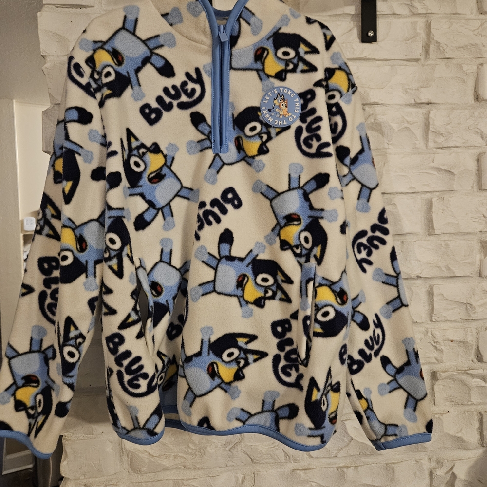 Bluey Kids Fleece Hoodie - Blue and Cream